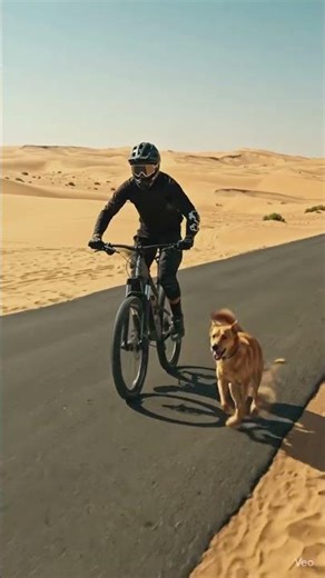 Riding the Desert Road With a Playful Dog… 🐕😳 #Desert #Dog #Adventure #MTB #Fun #Cinematic #Nature