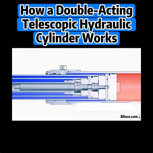Blince official on Instagram: "Ever seen how a hydraulic cylinder can extend multiple stages both ways? That’s the power of a double-acting telescopic cylinder — compact design, long stroke, and high efficiency.#Blince #BlinceHydraulic #HydraulicCylinder #TelescopicCylinder #DoubleActingCylinder #HydraulicSystem #DumpTruckHydraulics #HydraulicEngineering #EngineeringAnimation #HydraulicLearning"