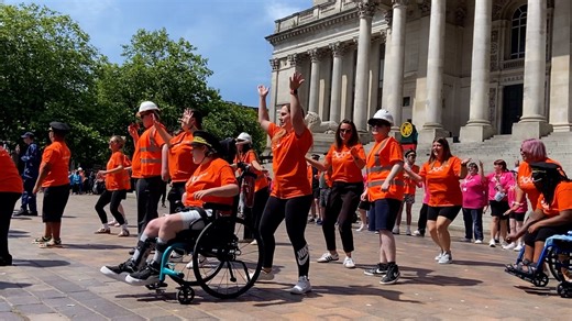 Flash mob tells story of 200-year-old railway