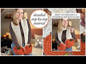 🎃 Pumpkin Pocket Scarf Crochet Pattern | Easy Bulky Yarn Scarf with Pockets