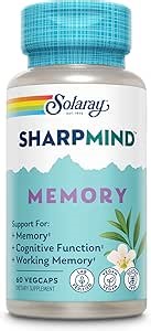 SOLARAY SharpMind Memory Formula - Brain Supplements for Memory and Focus - Cognivia, Gotu Kola & Chaga Mushroom Supplement - Ginkgo Biloba Alternative - 60-Day Guarantee - 30 Servings, 60 VegCaps