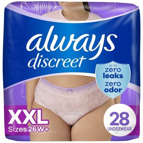 Always Discreet Adult Incontinence Underwear for Women and Postpartum Underwear, XXL, Up to 100% Bladder Leak Protection - Walmart.ca