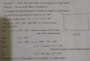 Example 1 : Show that each angle of a rectangle is a right angl... | Filo