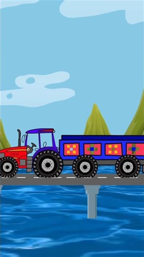 cartoon tractor loading on bridge #tracter #helicopter #ship