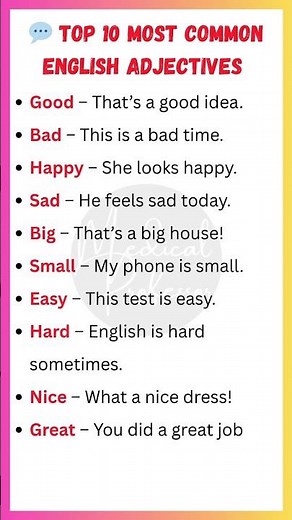 💬 Top 10 Most Common English Adjectives | Speak Naturally!