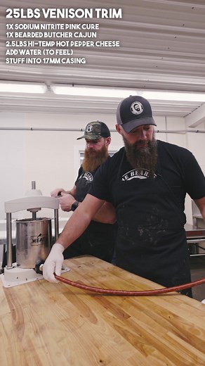 DIY Cajun Venison Sticks 🦌 Kit is available on our website: beardedbutchers.com #fyp #foryou #viral #video #butchering #deer #venison #deersticks #meat #smokies #thebeardedbutchers #smoker