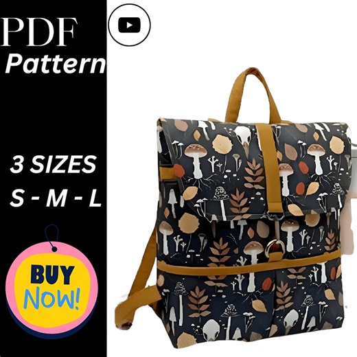 Pocketed Backpack Sewing Pattern: 3 Sizes (PDF Download) - Etsy