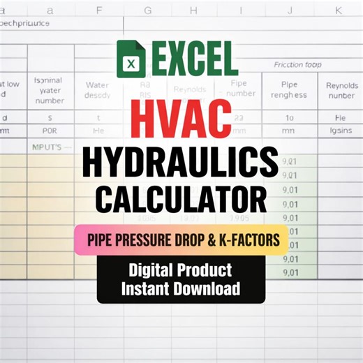 Hydronic Pressure Drop Calculator (excel) | Pipe Sizing + Local Losses (K) | HVAC Hydraulics - Etsy Australia