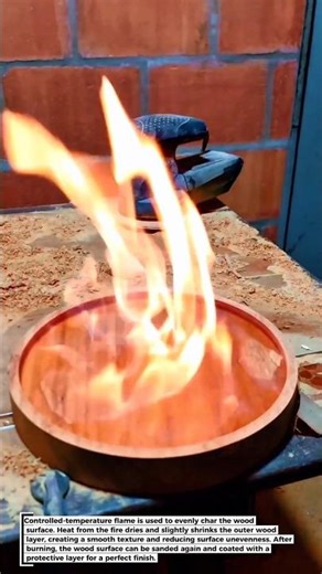Unique Wood Smoothing with Fire Burning Technique!