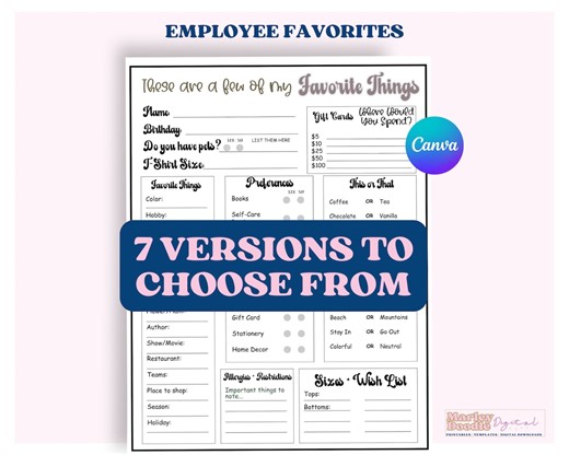 Editable Employee Favorites Survey: Team Building Questionnaire (canva Template) - Etsy