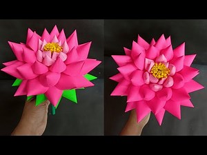 Paper Lotus Flower Making Idea/How To make Lotus Flower Using Colour Paper/DIY Lotus Craft Idea ||
