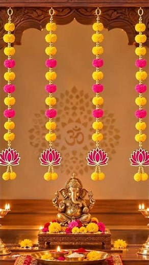 Lotus pom pom wall Hanging 💖 #trending #diy #diwalidecoration #wallhanging