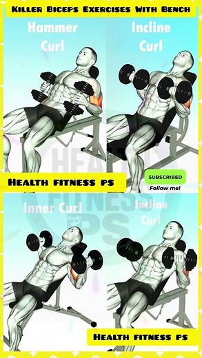 Biceps workout with bench | gym exercises | bicep curl variations | bicep curl variations #GymHacks