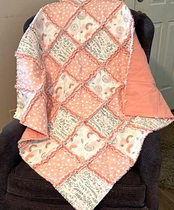 Moon Beam Garden Rag Quilt Kit, 72 Pre Cut 7"squares, 100% Cotton Flannel, Sage Green, Blush Coral Hearts, Moon, Girl DIY Patchwork Quilt - Etsy