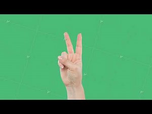 Hand showing victory sign gesture for peace on green screen background
