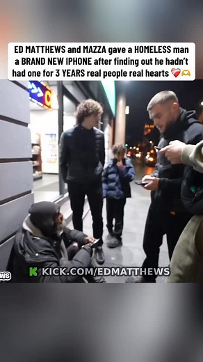ED MATTHEWS and MAZZA gave a HOMELESS man a BRAND NEW IPHONE after finding out he hadn’t had one for 3 YEARS real people real hearts ❤️‍🩹🫶 #edmatthews #hstikkytokky | Ed Matthews Clips