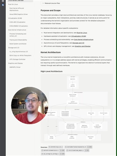 Hella Cool! Creates a wiki for your code base and allows people to chat with the code base. It'll show you how something in the code base works with a plain English question. I asked of the #linux code base, why can't I bridge a KVM network connection if I'm using Wifi, and it showed me why. SO USEFUL! #techtips