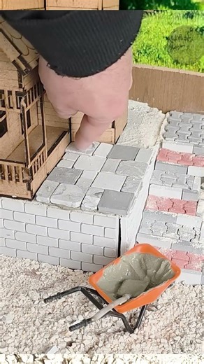 Stone road construction with miniature equipment #miniature #bulding #toys #house