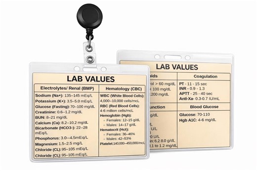 Nursing Lab Values Badge Card, RN Clinical Reference, Phlebotomy Study Guide - Etsy