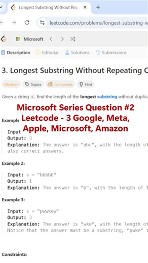 MAANG Favorite 🔥 Longest Substring Without Repeating Characters #ytshorts #shorts #ytshortsindia