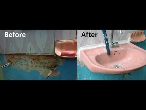 Fix wash basin with white cement