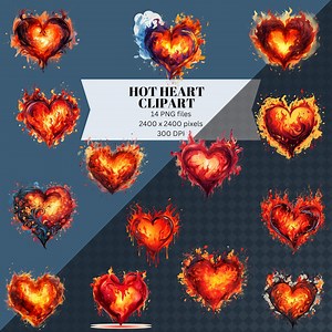 Hot Heart Clipart,transparent Hot Heart,digital Illustrations Png,valentine Illustrations,love Heart Clipart, Hot Heart, Heart Clipart - Etsy