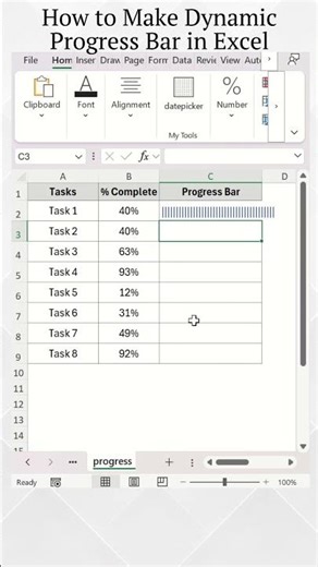 How to Make Dynamic Progress Bar in Excel