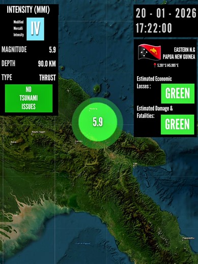 M 5.9 - 23 km ESE of Madang, Papua New Guinea. January 20, 2026 #earthquake #earthquakes #terremoto #temblor #sismo #deprem #potres #gempa #地震 #lindol #linog #madang #papuanewguinea #png #papuanugini #alertasismica #fyp #foryou