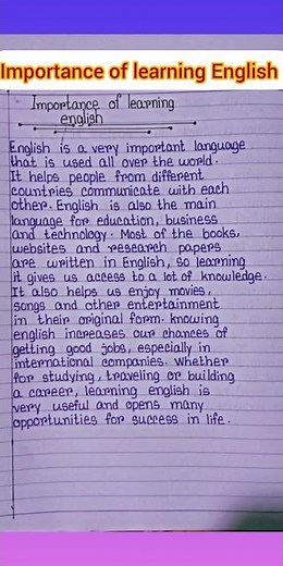 Importance of learning English!! paragraph on learning English!!