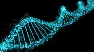 DNA hologram. DNA 3D model. Medicine background