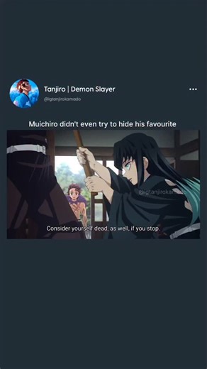 Tanjiro Kamado | Kny 🎴 on Instagram: "That classic Muichiro transition never gets old! This clip perfectly captures the hilarious contrast in the Mist Hashira’s personality during the Hashira Training Arc. One second, he’s cold, stoic, and threatening his subordinates with absolute intensity, and the next, his entire face lights up with the purest joy the moment he spots Tanjiro. It’s a wholesome reminder of their deep bond and how Tanjiro’s kindness managed to break through Muichiro’s once-fog