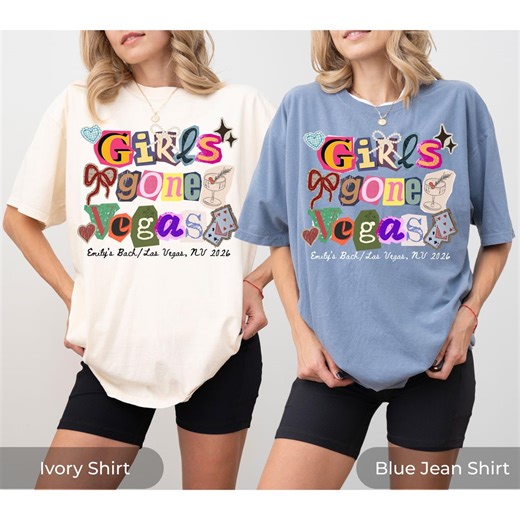 Las Vegas Bachelorette Shirts, Personalized Casino Bach Party Tshirt, Girls Gone Custom Bachelorette Weekend Shirts, Bridesmaid Boxy Tees - Etsy