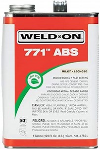 Weld-On 10230 771 ABS Medium-Bodied High Strength Solvent Cement - Fast Setting and Low-VOC, Milky, 1 Gallon (128 fl oz)