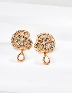 Surreal Timepiece Earrings With Clock Motif, CZ Moon & Symbols, Mother of Pearl Drop in Vintage Gold, Artistic Statement Jewelry Gifts - Etsy