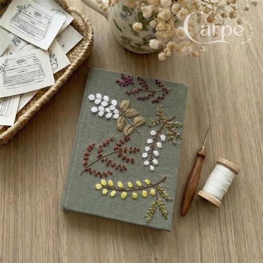 Personalized Leaf Notebook, Flower Embroidered Notebook, Handmade Fabric Cover Notebook, Custom A5 Notebook - Etsy