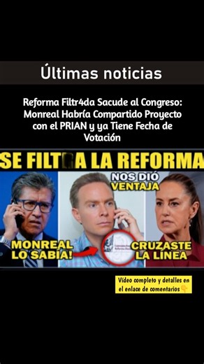 Reforma Filtr4da Sacude al Congreso: Monreal Habría Compartido Proyecto con el PRIAN y ya Tiene Fecha de Votación #Noticias #México #reels #DANIELAUGUSTO #RicardoMonreal #ClaudiaSheinbaum Vídeo completo y detalles en el enlace de comentarios | Daily Dose