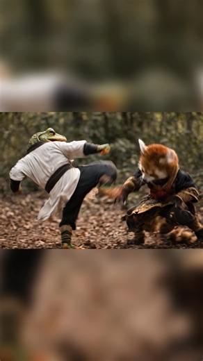 frog vs red panda #kungfu
