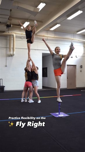 Tumbl Trak on Instagram: "Practice makes perfect - and the Fly Right makes practice safer! 💜 Tumbl Trak’s Fly Right is a realistic cheer stunt training tool that allows flyers to learn body positions safely before taking to the air. The patented spring helps teach flyers control and balance, which is key to a strong, SAFE stunt!"