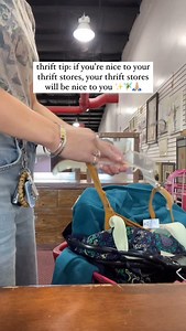 pick clothes up from off the ground, fix pieces that are falling off the hanger, be kind and patient with your cashiers. i believe in thrift karma. what goes around WILL come around. follow @pickedbypickles for more thrift content | Picked by Pickles