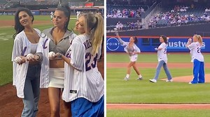 S.I. Models Brooks Nader, Christen Harper, Camille Kostek Throw Mets' 1st Pitch