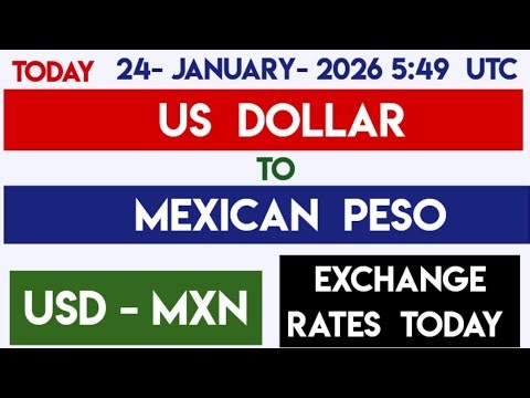 US DOLLAR TO MEXICAN PESO CURRENCY EXCHANGE RATES TODAY 24 JANUARY SATURDAY 2026 @ 5:49 UTC