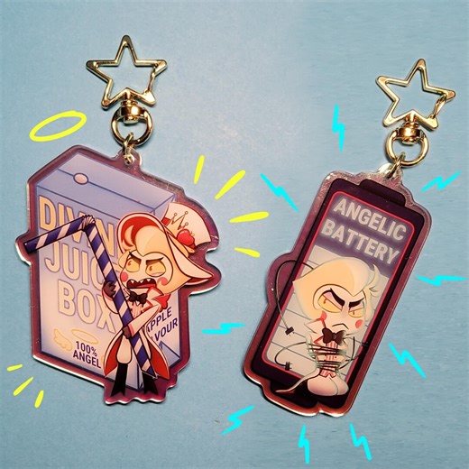 Divine Juicebox/angelic Battery Lucifer Keychains - Etsy