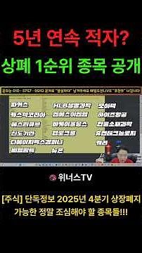 2025년 4분기 상장폐지 가능한 조심해야 할 종목들 - 5년 연속 적자 상폐 1순위 종목 공개 (3)