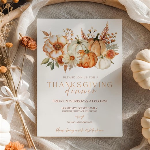 Editable Thanksgiving Dinner Invitation Template, Friendsgiving Invitation, Thanksgiving Decor, Printable Friendsgiving Invitation, Canva - Etsy