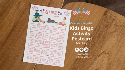 Summer Kids 4th of July Bingo Postcard (download and Print at Home) - Etsy