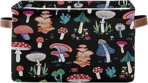 Colorful Mushrooms Pattern Collapsible Storage Cubes Organizer, Closet Shelves Clothes Storage Box Toys Organizer for Bedroom Living Room, 1pc