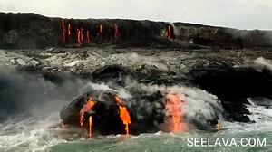 2.5K views · 208 reactions | Super exciting lava flow footage multiple Rivers coming over the cliff and epic viewing at the ocean entry | Lava Ocean Tours, INC | Facebook