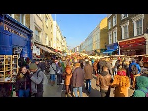 LONDON WALK | Portobello Road Market from Notting Hill Gate Station | England