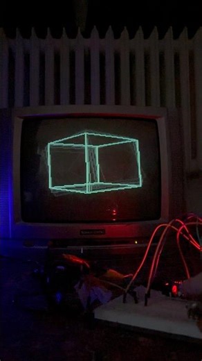 Hacking old CRT TV with arduino, 3d wireframe cube test