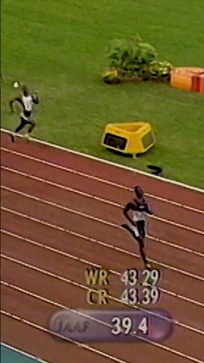 Michael Johnson’s 400m world record masterpiece at the 1999 #WorldAthleticsChamps 💫